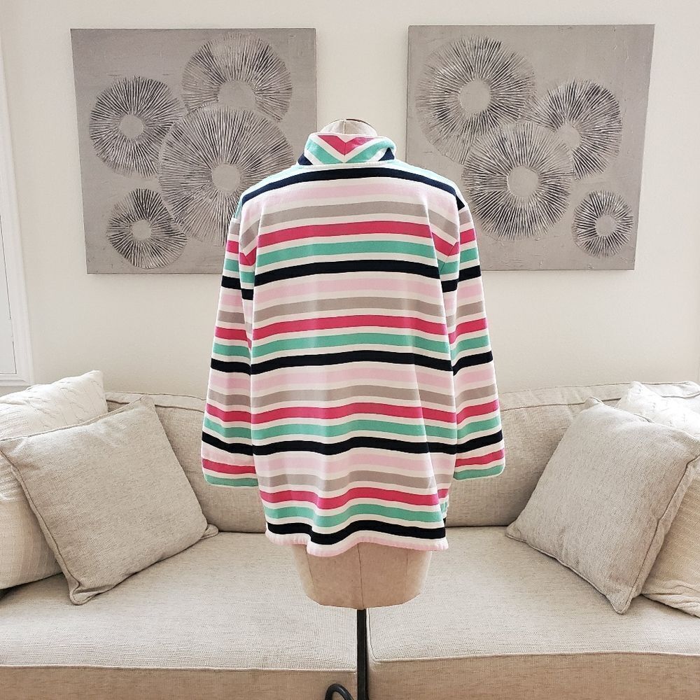 Talbots Striped Button Up Pullover Sweatshirt Sz … - image 6